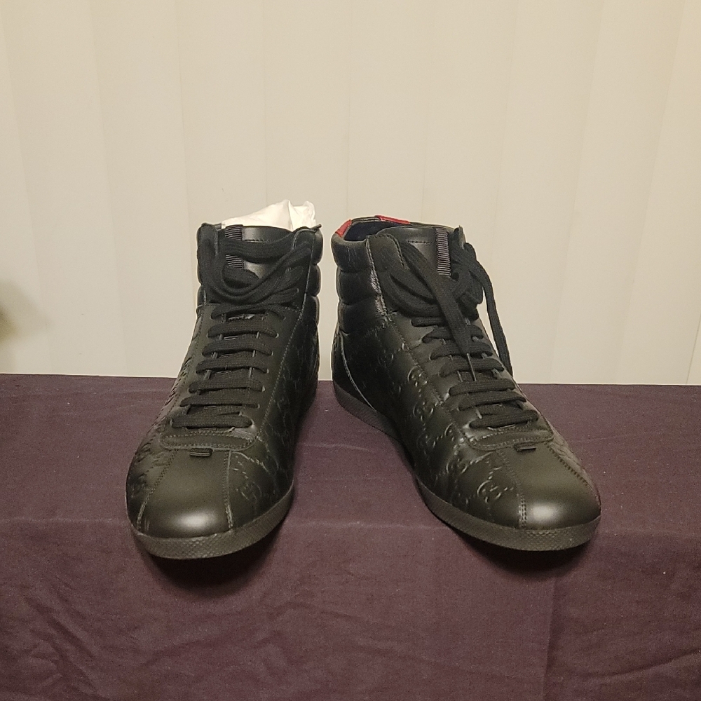 Gucci Men's Black Embossed Sneakers